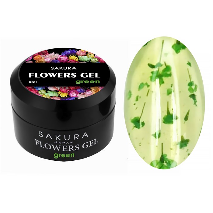 Гель для ногтей Sakura цветочный FLOWERS GEL Green, 5 мл gel green. - фото 111064