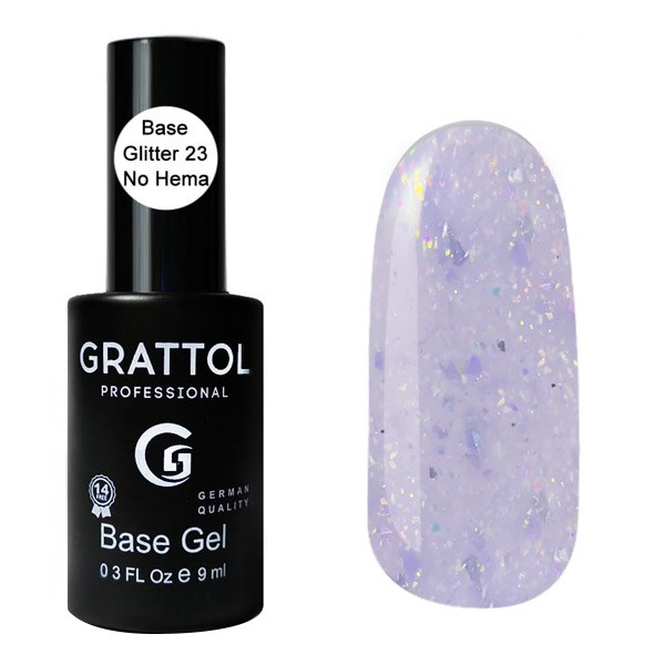 База для ногтей Grattol Rubber Base Glitter 23, 9 мл GTGB23 - фото 444154