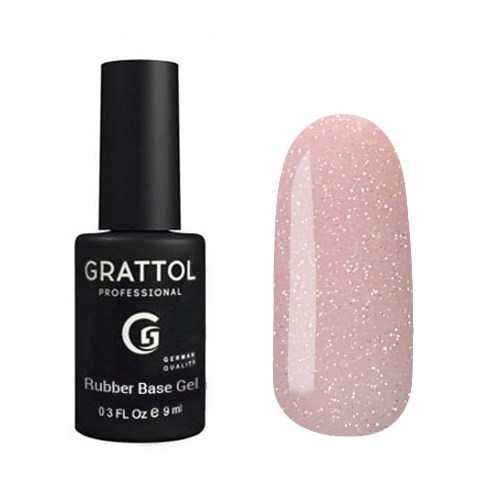 База для ногтей Grattol Rubber Base Glitter 6, 9 мл GTGB6 - фото 444169