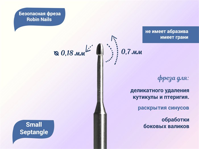 Безопасная фреза Robin Nails для обработки кутикулы 3/32 Small Septangle gr/SSept - фото 445604