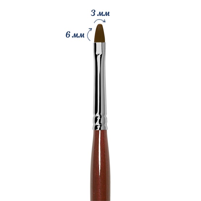 Кисть для геля Roubloff овальная №03, синтетика, длина 6 мм GN33R-3 - фото 467415