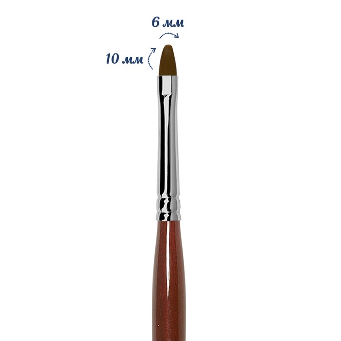Кисть для геля Roubloff овальная №06, синтетика, длина 10 мм GN33R-6 - фото 467435