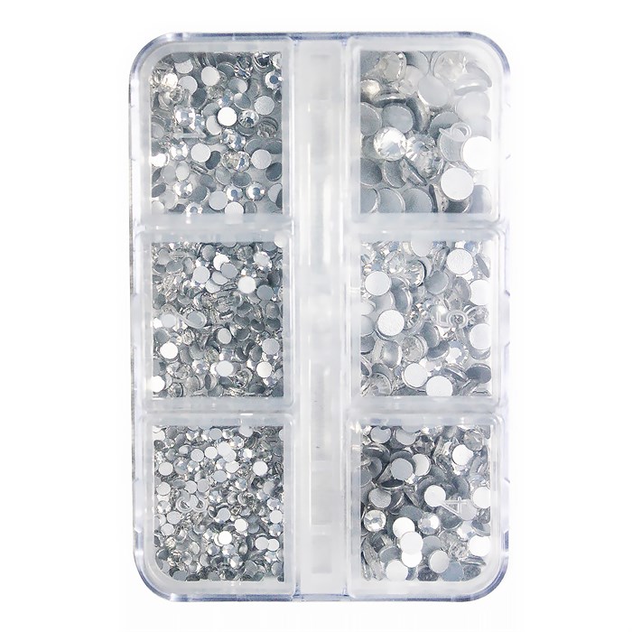 Набор страз в кейсе Mixed Sizes Crystal №1, 6 ячеек LZ01 - фото 473501