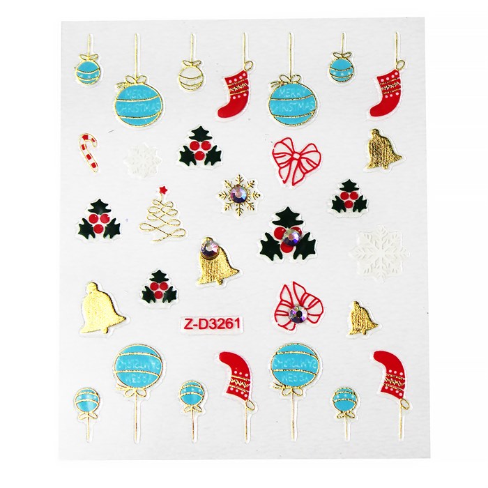 Наклейки 3D для дизайна ногтей Christmas Sticker №10 OM-T10 - фото 473806