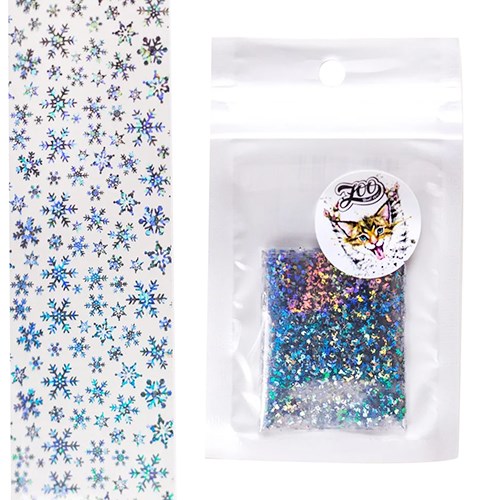 Фольга переводная (4*50см) новогодняя прозрачная серебро №1450, Zoo Nail Art zn/1450 - фото 490933