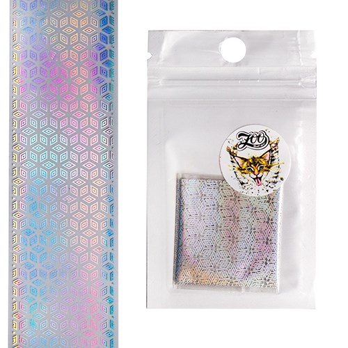 Фольга переводная Zoo Nail Art №1468 хром голография кубики, 4*50 см zn/1468 - фото 491017