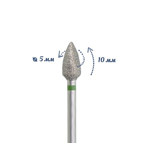 Фреза алмазная КМИЗ, грубая (зеленая) насечка, Ø0,5 см, пуля Б254.50/г(180) - фото 492040