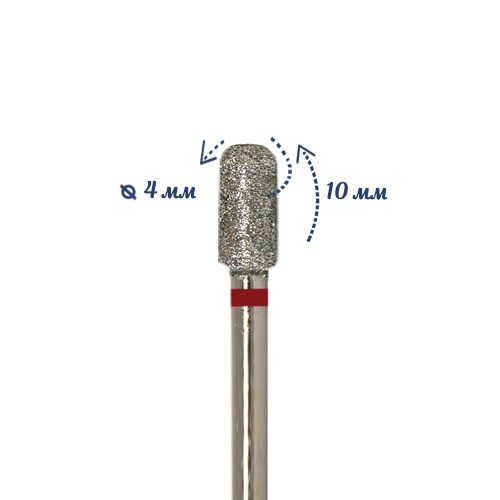 Алмазная фреза Robin Nails мягкая (красная) насечка, Ø0,4 см, цилиндр закругленный  gr/880-040R - фото 495875