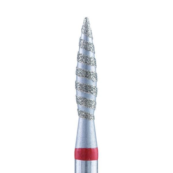 Алмазная фреза Торнадо Кристалл, мягкая (красная) насечка, Ø0,23 см, пламя К56.243.100.23мТ(18) - фото 496047