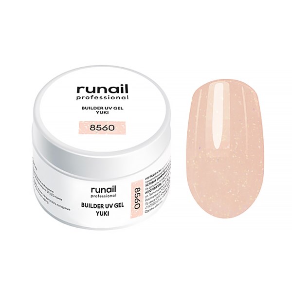 Гель для ногтей ruNail моделирующий с хлопьями Юки BUILDER UV GEL YUKI №8560, 15 г 8560 - фото 503936