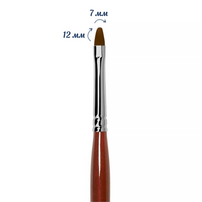 Кисть для геля Roubloff овальная №07, синтетика, длина 12 мм GN33R-7 - фото 530144