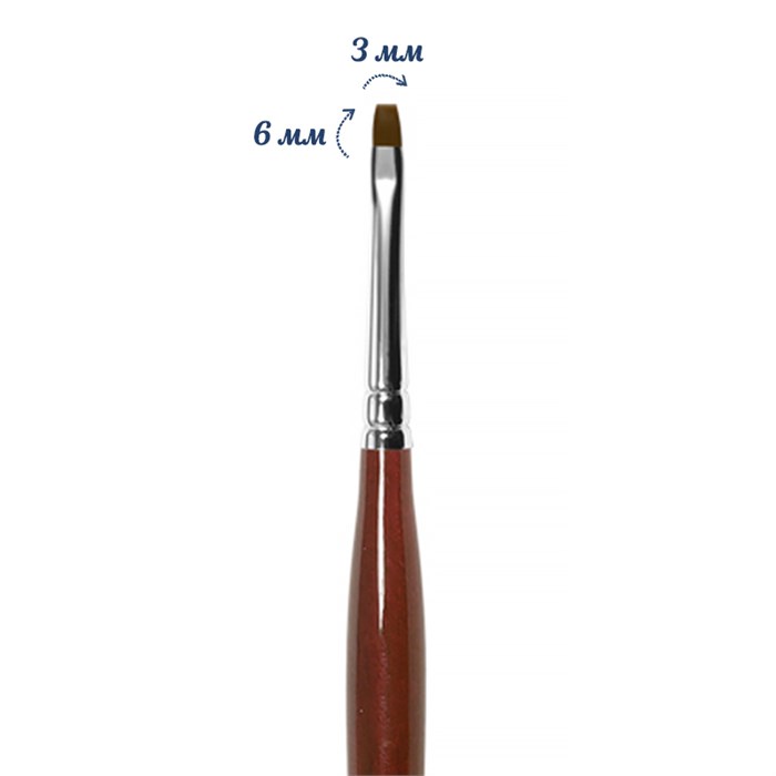 Кисть для геля Roubloff плоская №03, синтетика, длина 6 мм GN23R-3 - фото 530149
