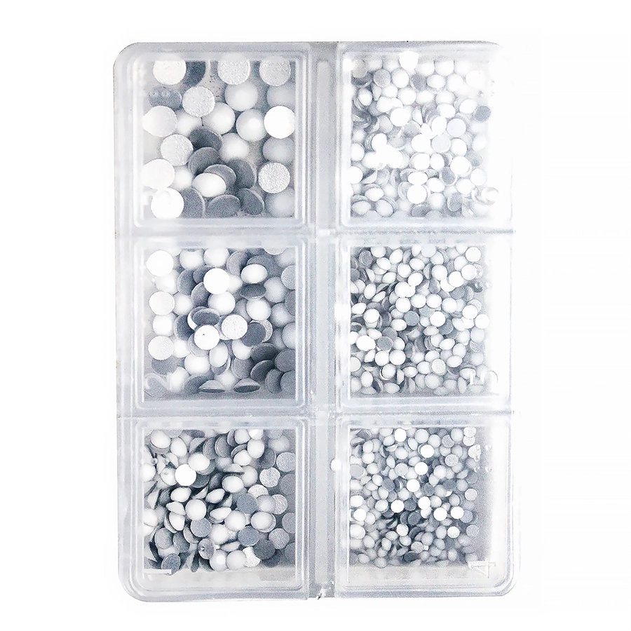 Набор страз в кейсе Mixed Sizes Porcelain White №14, 6 ячеек LZ14