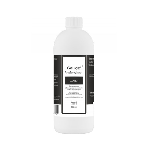 Обезжириватель PRIDE cosmetic Cleaner GEL-OFF для снятия липкого слоя, 500 мл Pr/6901 - фото 540070