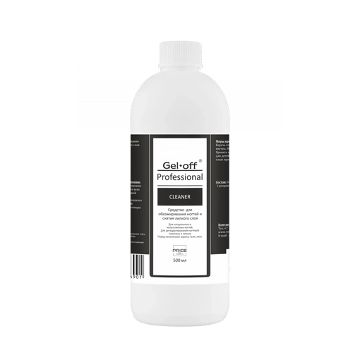 Обезжириватель PRIDE cosmetic Cleaner GEL-OFF для снятия липкого слоя, 500 мл Pr/6901