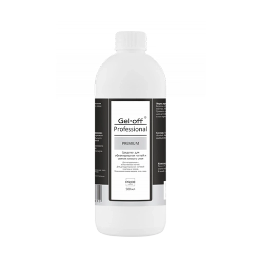 Обезжириватель PRIDE cosmetic GEL-OFF PREMIUM, для снятия липкого слоя, 500 мл Pr/1650