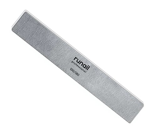 Пилка для ногтей ruNail для искусственных ногтей серая, форма - прямая, абразивность 100/180 грит 229 - фото 543095