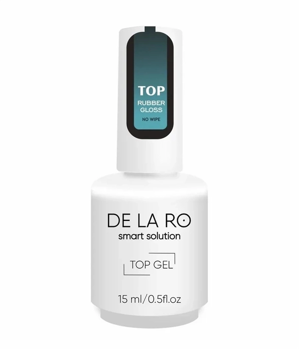 Топ для ногтей Delaro Gloss No Wipe без липкого слоя, 15 мл Del/TRG15