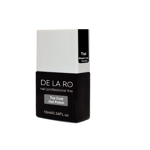 Топ для ногтей Delaro Top Rubber Steel no Sticky средней вязкости, 10 мл Del/TRS10