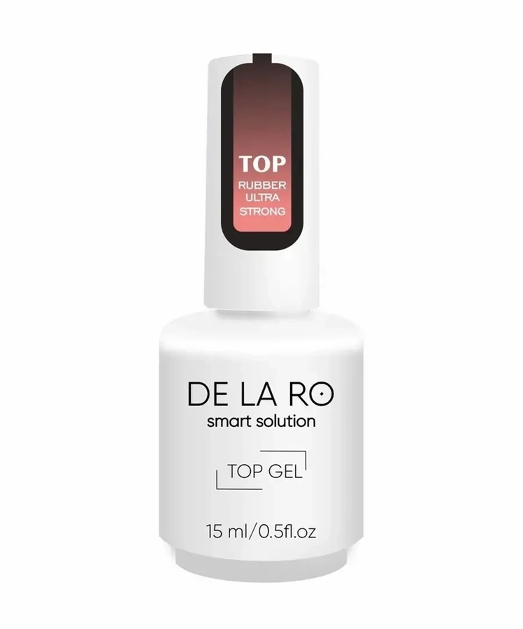 Топ для ногтей Delaro Top Rubber Ultra Strong средней вязкости, 15 мл Del/TRU15