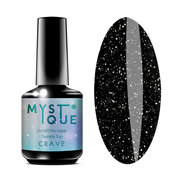 Топ для ногтей Mystique Crave, мерцающий, без липкого слоя, 15 мл MstTTCR - фото 556317