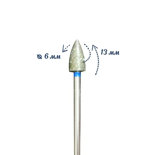 Фреза алмазная Robin Nails средняя (синяя) насечка, Ø0,6 см, пуля (почка) gr/853080