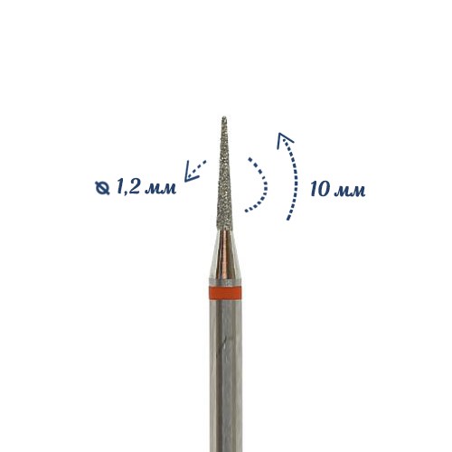 Фреза алмазная КМИЗ, мелкая (красная) насечка, Ø0,12 см, конус заостренный Б160.12/м(153) - фото 559814