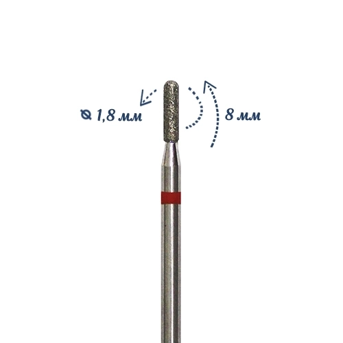 Фреза алмазная КМИЗ, мелкая (красная) насечка, Ø0,18 см, цилиндр закругленный Б140.18/117950(229)