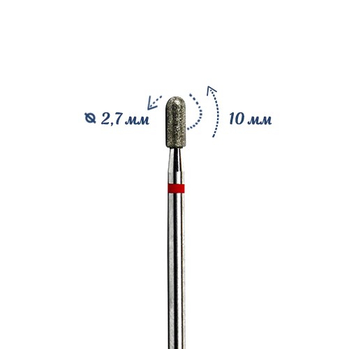 Фреза алмазная КМИЗ, мелкая (красная) насечка, Ø0,27 см, цилиндр закругленный Б140.27/117953(238) - фото 559946