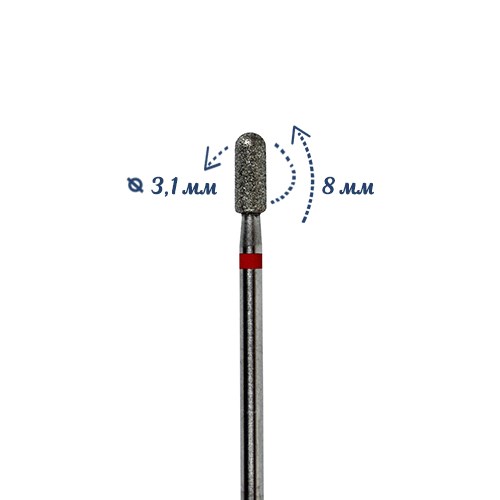 Фреза алмазная КМИЗ, мелкая (красная) насечка, Ø0,31 см, цилиндр закругленный Б141.31/117954(242) - фото 559958