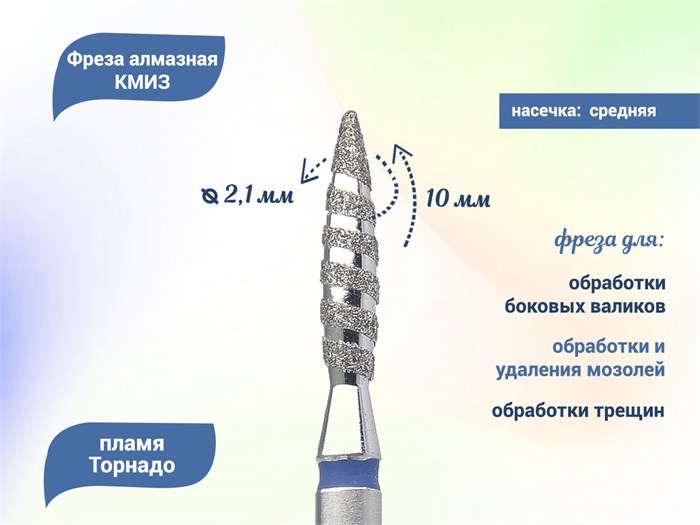 Фреза алмазная КМИЗ, средняя (синяя) насечка, Ø0,21 см, пламя Торнадо Б243.21/118195(272) - фото 560181