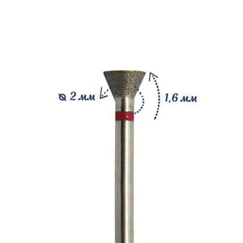 Фреза алмазная мелкая (красная) насечка, Ø0,2 см, конус обратный  DD3020 - фото 560357