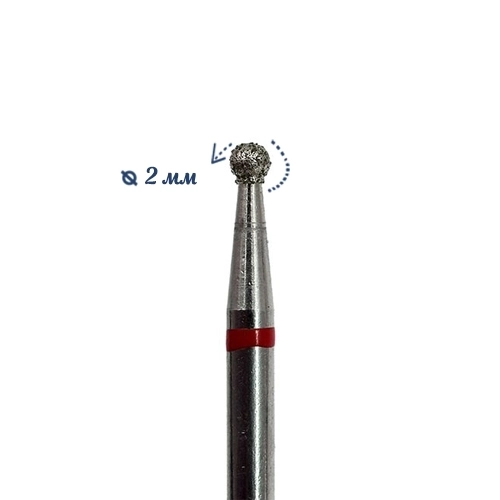 Фреза алмазная мелкая (красная) насечка, Ø0,2 см, шар DD2020