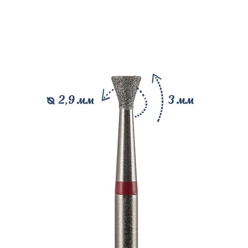 Фреза алмазная мелкая (красная) насечка, Ø0,29 см, конус обратный  DD3029 - фото 560367
