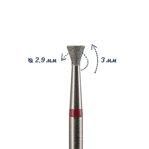 Фреза алмазная мелкая (красная) насечка, Ø0,29 см, конус обратный DD3029