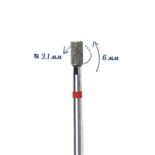 Фреза алмазная КМИЗ, мелкая (красная) насечка, Ø0,31 см, цилиндр (бочонок) Б110.31/118049(210)