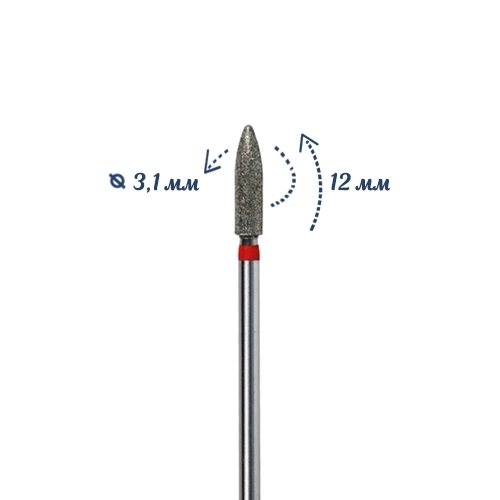 Фреза алмазная КМИЗ мягкая (красная) насечка, Ø0,31 см, пуля ФТ274.120.31/м