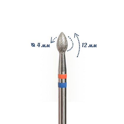 Фреза алмазная КМИЗ, средне-мелкая (сине-красная) насечка, Ø0,4 см, капля закругленная 118523tw - фото 563709