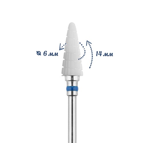 Фреза керамическая IRISK средняя (синяя) насечка, Ø0,6 см, конус Б821-10-05 - фото 564625
