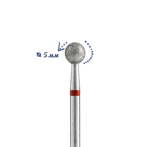 Алмазная фреза Кристалл, мягкая (красная) насечка, Ø0,5 см, шар  К56.001.045.50м(29) - фото 564701