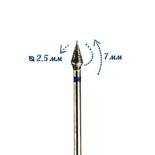 Фреза алмазная 40 M средняя (синяя) насечка, Ø0,25 см, конус (капля) km/040c - фото 564884