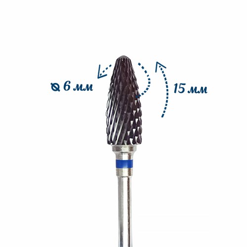 Керамическая фреза Robin Nails средняя (синяя) насечка, Ø0,6 см, L15, пуля gr/6410501 - фото 565623