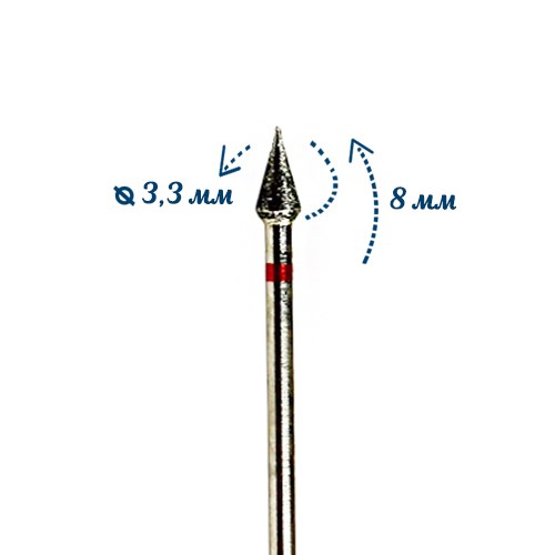 Фреза алмазная 40 F мелкая (красная) насечка, Ø0,33 см, конус (капля) km/040м - фото 565632