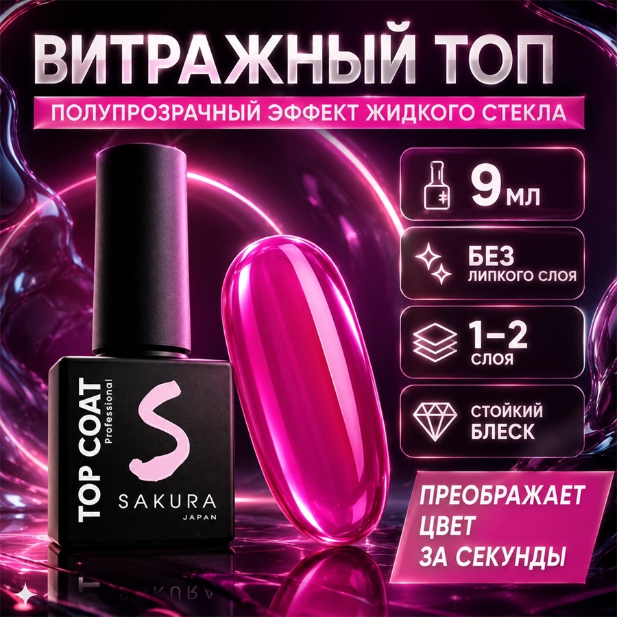 Топ для ногтей Sakura Top155 витражный, 9 мл Top155