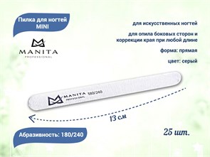 {{productViewItem.photos[photoViewList.activeNavIndex].Alt || productViewItem.photos[photoViewList.activeNavIndex].Description || 'Пилка для ногтей  MANITA PROFESSIONAL прямая MINI 180/240 грит, 13 см 25 шт./уп.'}}