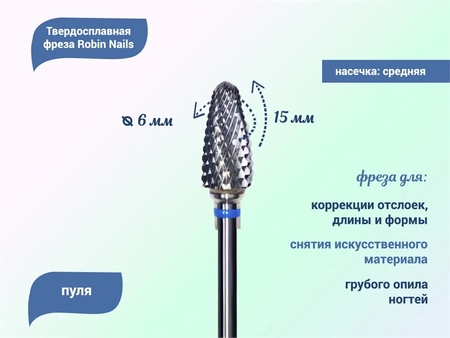 {{productViewItem.photos[photoViewList.activeNavIndex].Alt || productViewItem.photos[photoViewList.activeNavIndex].Description || 'Твердосплавная фреза Robin Nails пуля 3/32 M ST, Ø0,6 см средняя (синяя) насечка'}}