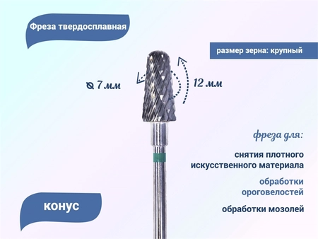 {{productViewItem.photos[photoViewList.activeNavIndex].Alt || productViewItem.photos[photoViewList.activeNavIndex].Description || 'Фреза твердосплавная Robin Nails конус, Ø0,7 см грубая (зеленая) насечка'}}