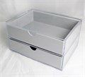 Бокс прозрачный с серыми выдвижными ящиками 17,5х13х9,5 см kt/V44G - фото 500789