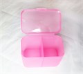 Контейнер для хранения, две секции, пластиковый, розовый kt/K98P - фото 531726
