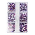 Набор страз в кейсе Mixed Sizes Pink AB №12, 6 ячеек LZ12 - фото 537785